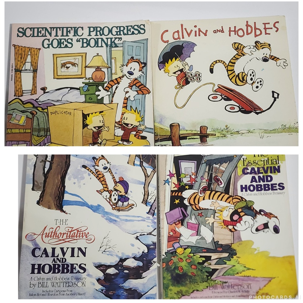 4 Calvin & Hobbes Bill Watterson Comic Strip Book Lot Softcover Treasury